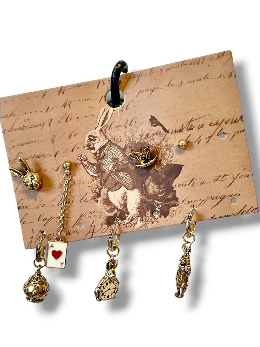 Alice in Wonderland mix matched earring set, 7 different singles